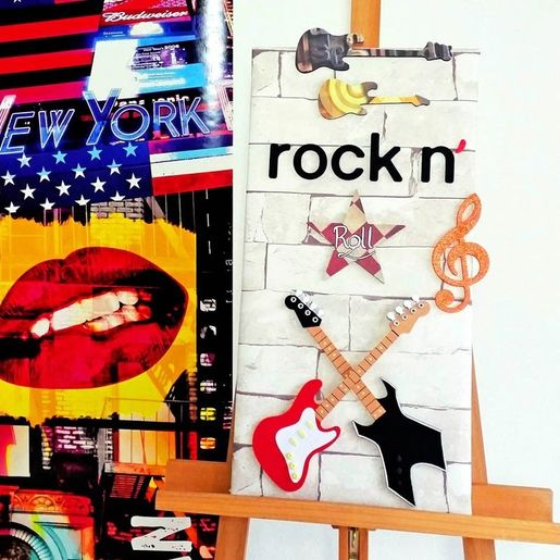 Dřevěný výřez k dekoraci Gomille, 7x21 cm - Kytara