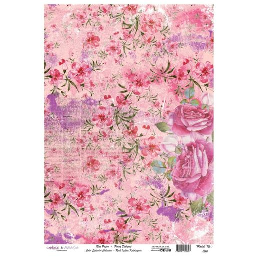 Rýžový papír Cadence - Růžové květinky - VYBERTE VELIKOST