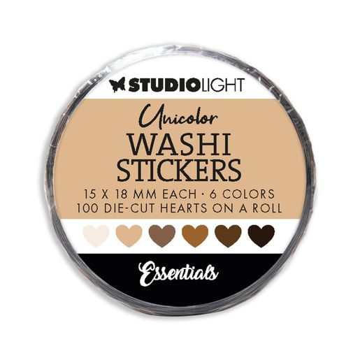 Washi samolepky Studio Light, 100 ks - Hnědá srdíčka