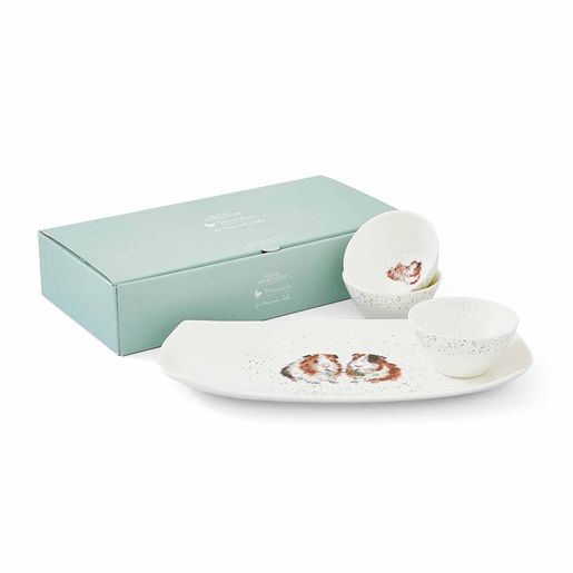 Porcelánové misky a podnos Wrendale Designs - Morčata