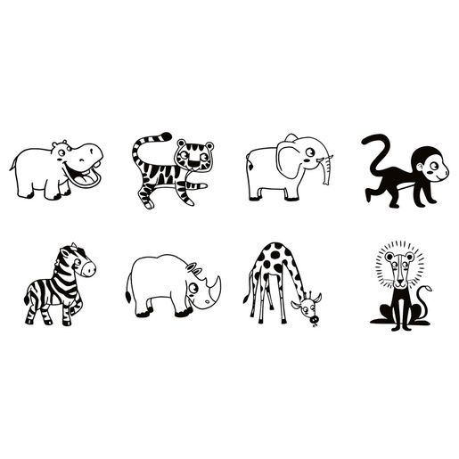 Dětská dřevěná razítka Aladine Stampo Bambino, 8 ks - Safari