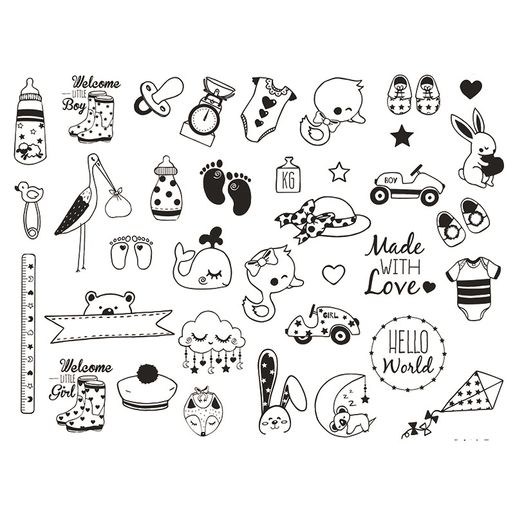 Razítka Aladine Creative Stamp, 36 ks - Narození miminka