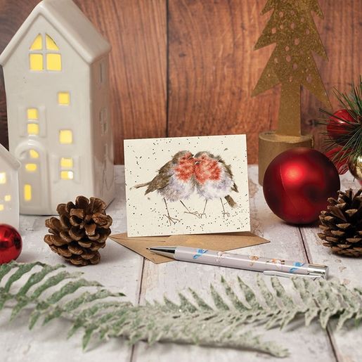 Dárková kartička Wrendale Designs "Birds Of A Feather" - Červenky, vánoční