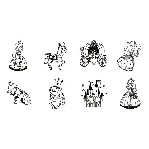 Dětská dřevěná razítka Aladine Stampo Bambino, 8 ks - Princezny