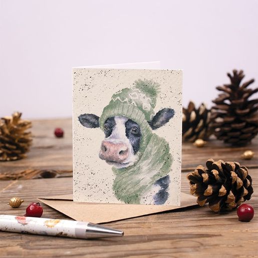 Dárková kartička Wrendale Designs "Mooo-rry Christmas" - Kráva, vánoční