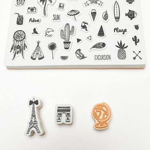 Diářová razítka Aladine Stampo Bullet Journal, 81 ks - Cestování
