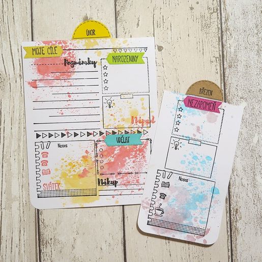 Diářová razítka Aladine Stampo Bullet Journal, 68 ks - České nápisy