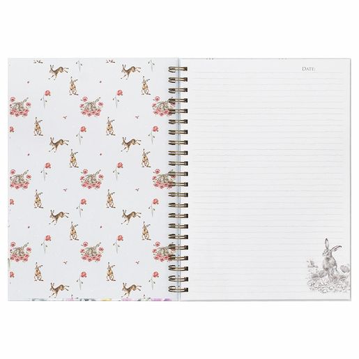 Kroužkový blok Wrendale Designs "Field of Flowers", A4, 90 l., linkovaný - Zajíc