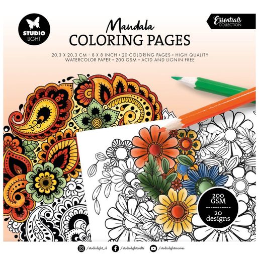Omalovánky Studio Light, 20,3x20,3 cm, 20 l. - Mandaly