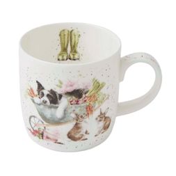 Porcelánový hrnek Wrendale Designs "Sleeping on the Job", 0,31 l - Pes a králíci