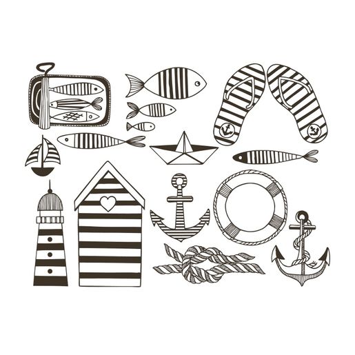 Razítka na textil Aladine Stampo Textile, 13 ks - Marina