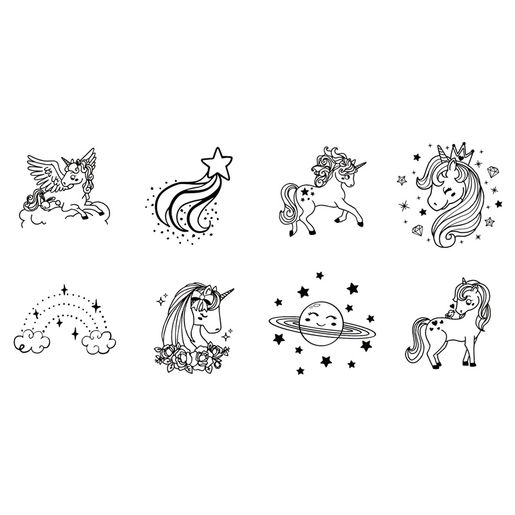 Dětská dřevěná razítka Aladine Stampo Bambino, 8 ks - Jednorožci