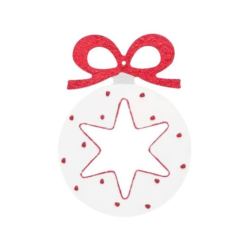 Dřevěný výřez k dekoraci Gomille, závěsný, 15 cm - Baňka s hvězdou