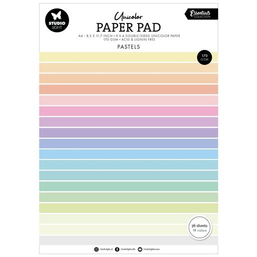 Blok barevných papírů Studio Light, A4, 36 l. - pastelové barvy