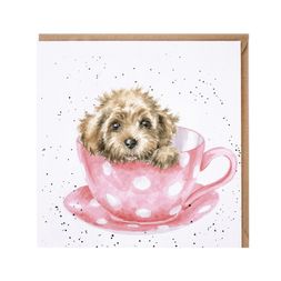 Přání Wrendale Designs "Teacup Pup ", 15x15 cm - Štěně v hrnku