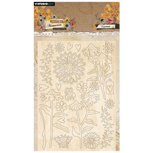 Dřevěné výřezy k dekoraci Studio Light "Sweet Bee Memories" - Včelí louka