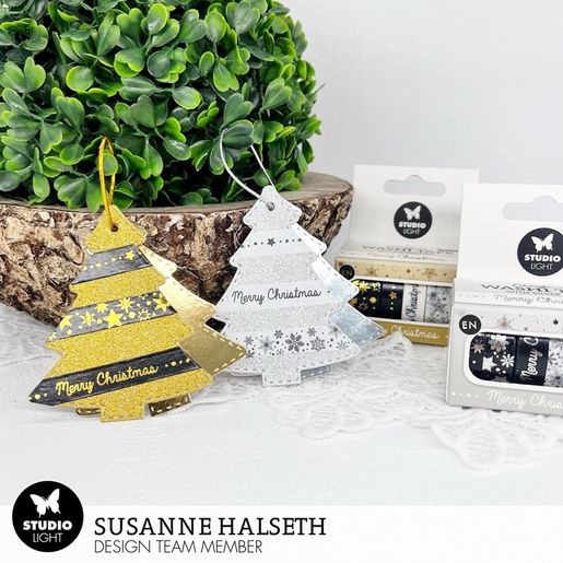 Washi pásky Studio Light, 6 ks - Stříbrné Vánoce