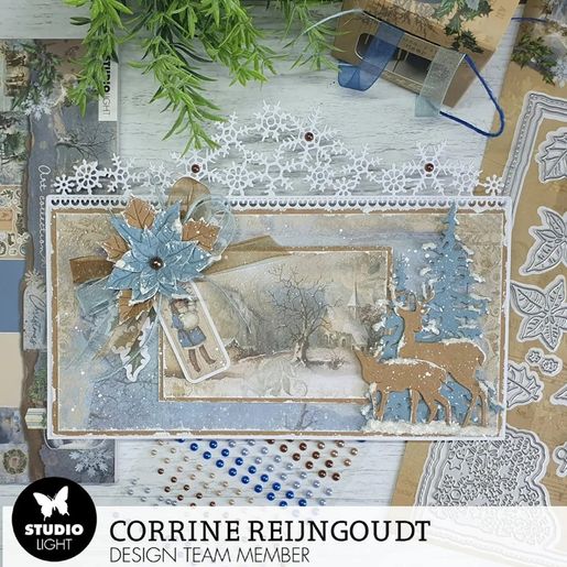 Samolepicí perličky Studio Light "Vintage Christmas", 240 ks - modré a hnědé
