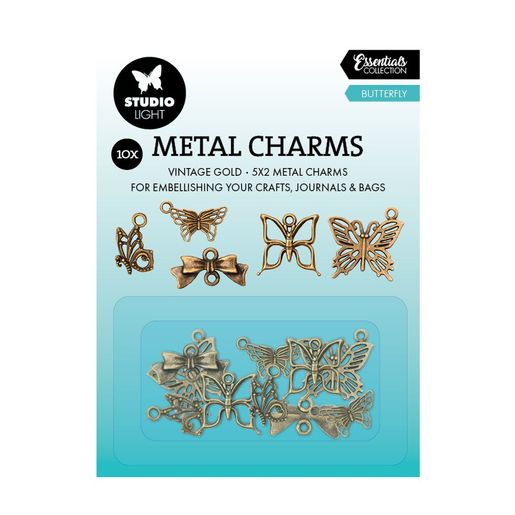 Kovové přívěsky Studio Light, 10 ks - Zlatí motýli
