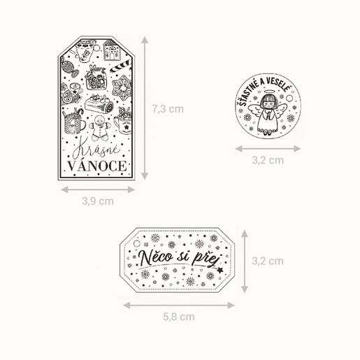 Razítka Aladine Stamp with Love, 9 ks - Vánoční visačky