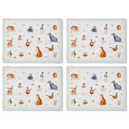 Korkové prostírání Wrendale Designs, 4 ks - Lesní zvířata