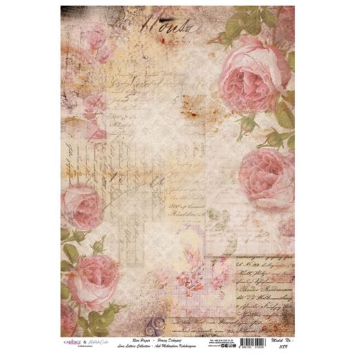 Rýžový papír Cadence - Psaní s růžičkami - VYBERTE VELIKOST