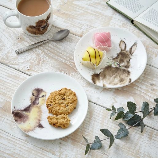 Porcelánové dezertní talířky Wrendale Designs, 2 ks - Králík a kachna