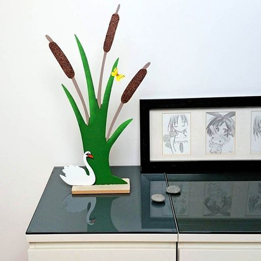 Dřevěný výřez k dekoraci Gomille, 12x12 cm - Labuť