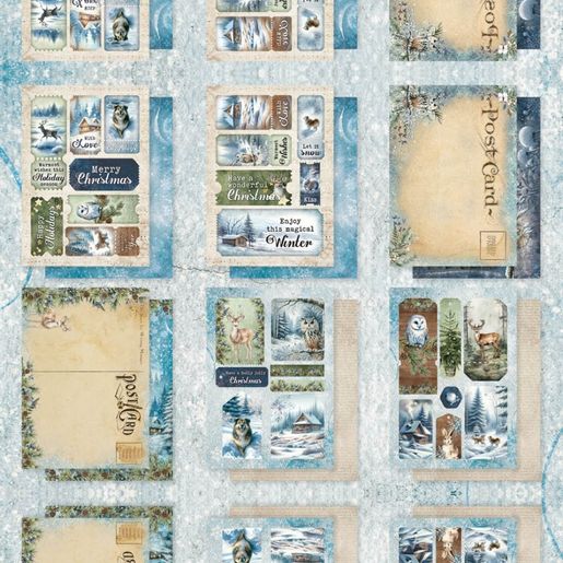 Mini kreativní blok Studio Light "Winter Wonderland", A7, 24 l. - Zima se zvířátky