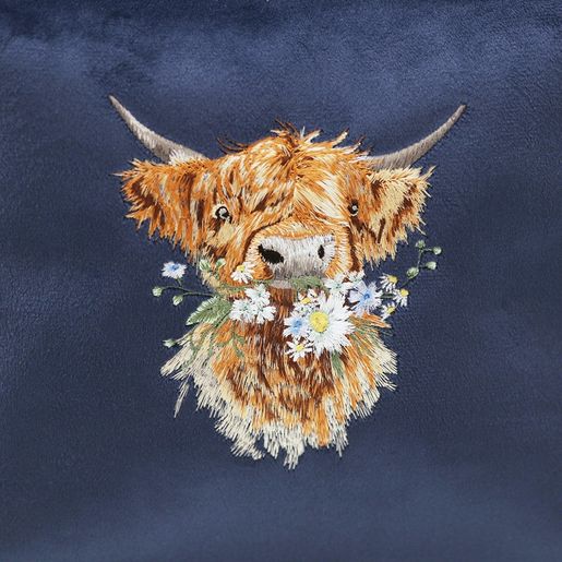 Vyšívaná kosmetická taška Wrendale Designs "Daisy Coo", velká - Kráva