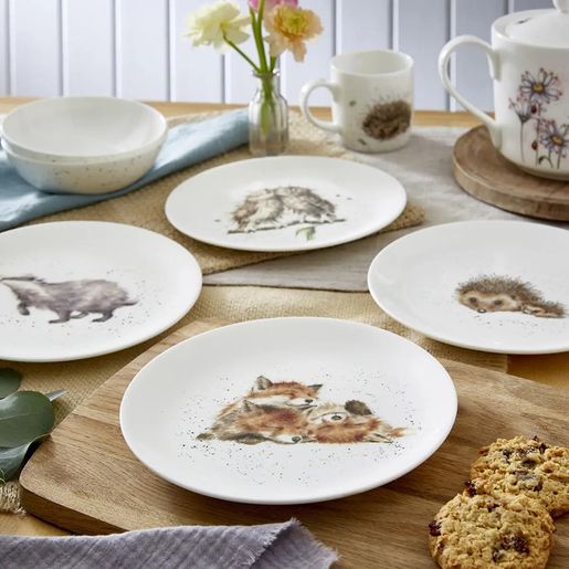 Porcelánové talíře Wrendale Designs, 4 ks - Lesní zvířata