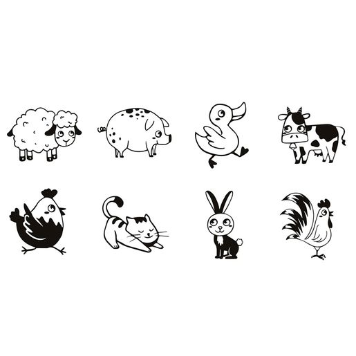 Dětská dřevěná razítka Aladine Stampo Bambino, 8 ks - Farma