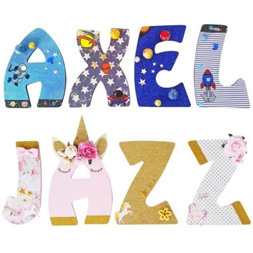 Dřevěný výřez k dekoraci Gomille, 15 cm - Abeceda - VYBERTE PÍSMENO