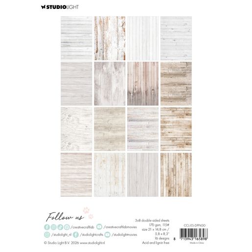 Blok podkladových papírů Studio Light A5, 24 l. - Bílé dřevo