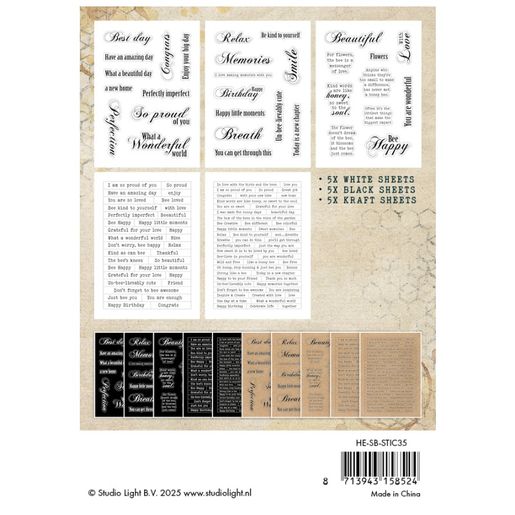 Samolepky v bloku Studio Light "Sweet Bee Memories", A6, 15 l. - Věnování
