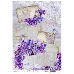 Rýžový papír Cadence - Dopisy s fialovými květy - VYBERTE VELIKOST