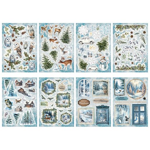 Blok s papírovými výseky Studio Light "Winter Wonderland", A5, 20 l. - Zima se zvířátky