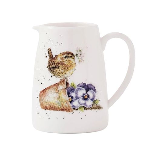 Porcelánový džbán na květiny Wrendale Designs "Pottering About" - Střízlík