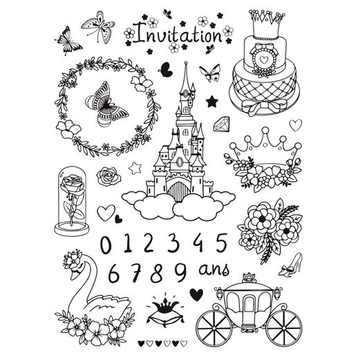 Dětská razítka Aladine Stampo Birthday, 35 ks - Princezny