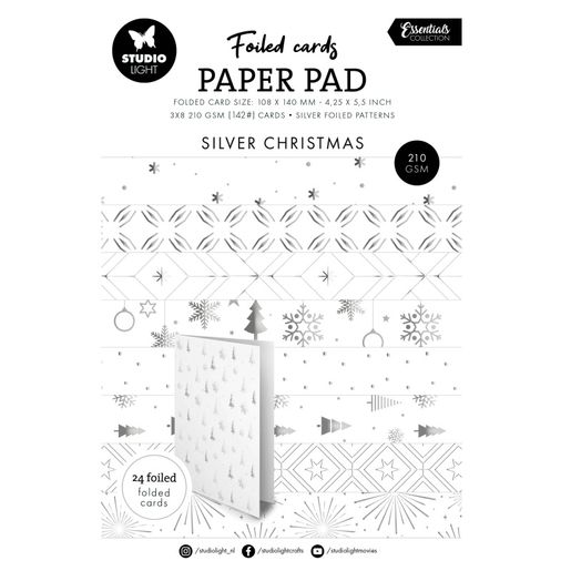 Základy na vánoční přání Studio Light, A6, 24 l. - Stříbrné vzory