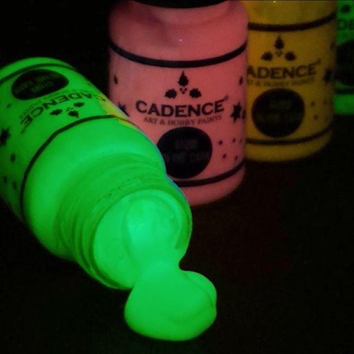 Akrylové barvy Cadence, sada 5 ks, 30 ml - svítící ve tmě