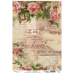Rýžový papír Cadence - Růžové dopisy - VYBERTE VELIKOST