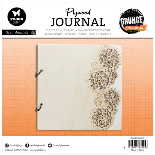 Dřevěný skicák Studio Light "Grunge", 20,3x20,3 cm, 10 l. - Ozubená kola