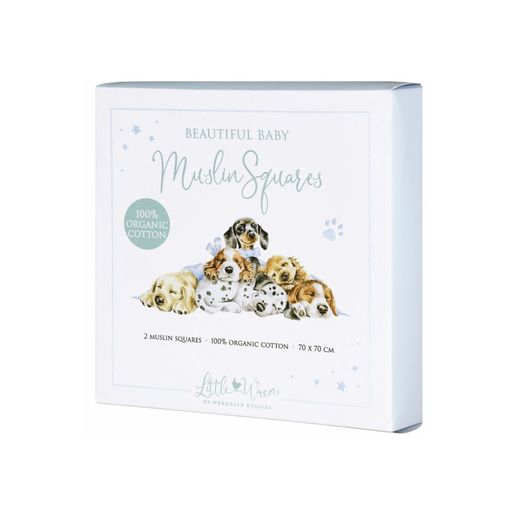 Mušelínové plenky Wrendale Designs "Little Paws", 2 ks - Štěňátka