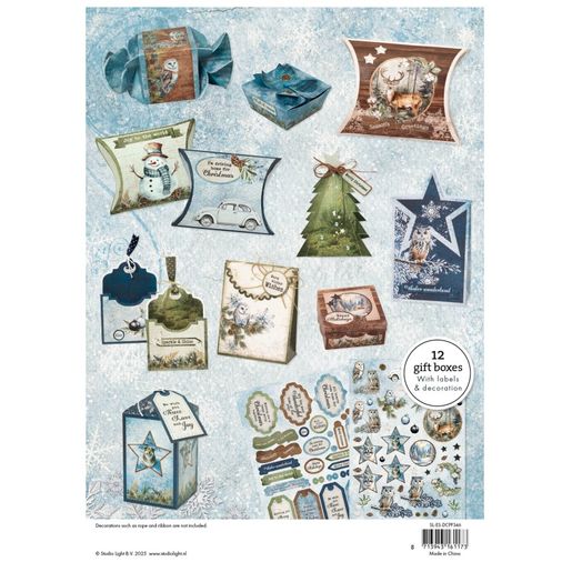 DIY Dárkové krabičky Studio Light "Winter Wonderland", A4, 12 l. - Zima se zvířátky