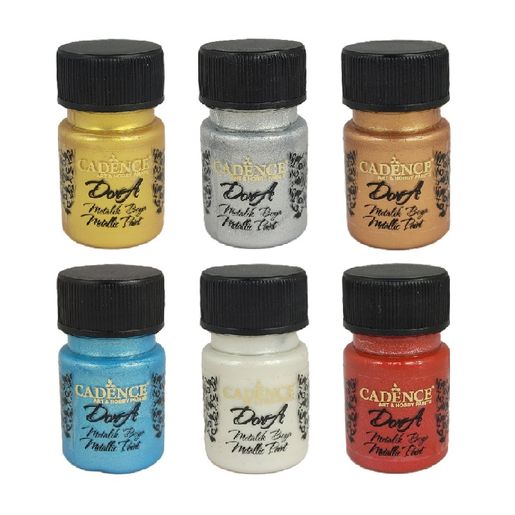 Akrylové barvy Cadence, sada 6 ks, 30 ml - metalické