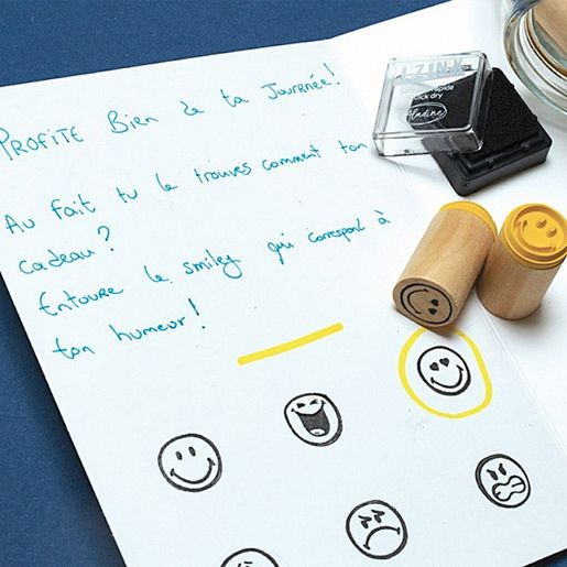 Dřevěná diářová razítka Aladine Stampo Bocal, 14 ks - Smajlíci