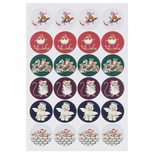 Samolepky Wrendale Designs "The Country Set Christmas", 144 ks - Vánoční zvířata