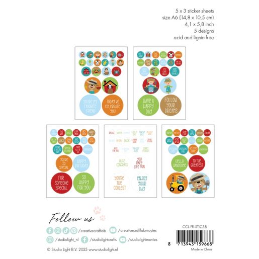 Samolepky v bloku Studio Light, A6, 15 l. - Roztomilá farma