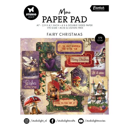 Mini kreativní blok Studio Light "Fairy Christmas", A7, 24 l. - Vánoce s vílami